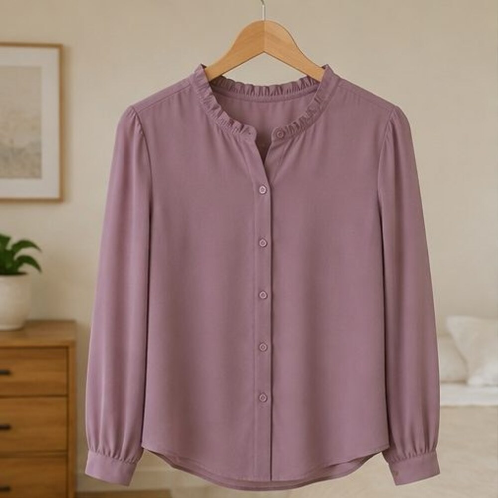 Mauve Ruffle Collar Blouse
